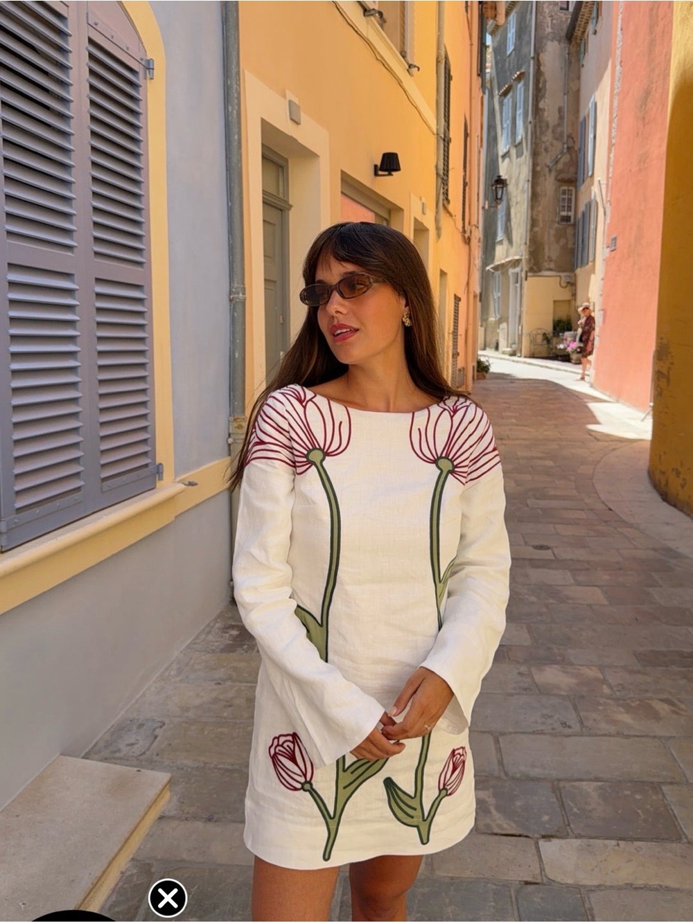 FARM Rio Off-White Flower Long Sleeve Mini Dress - Picture 5 of 5